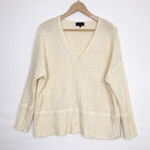 Majorelle Cream chunky knit, V-neck sweater